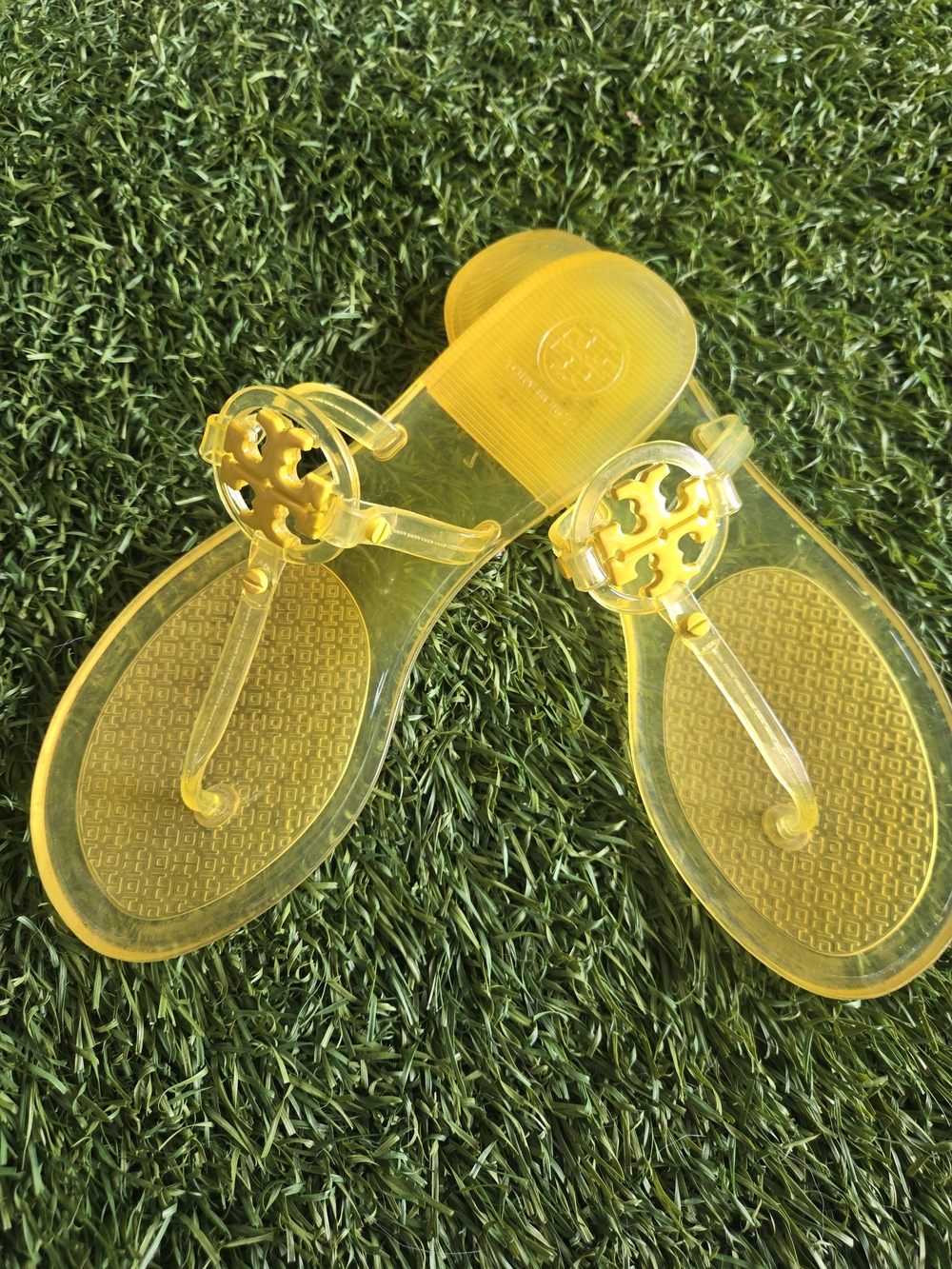 Tory Burch Yellow Transparent Jelly Thong Sandals